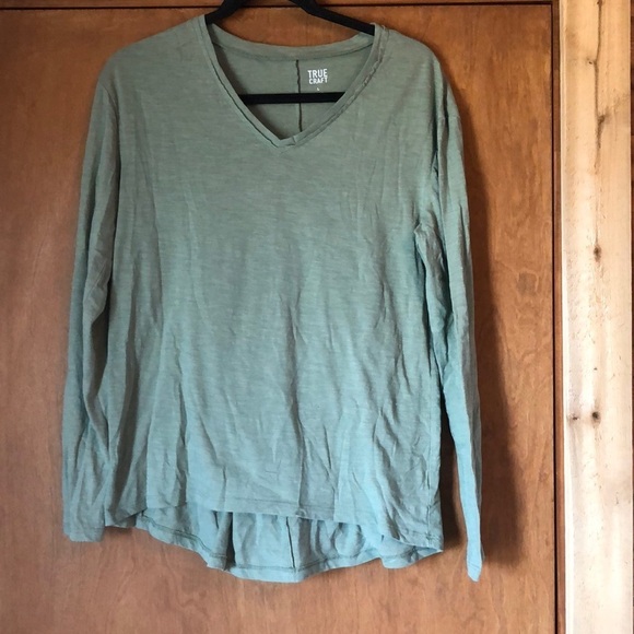 True Craft Tops - True Craft sage green high low long sleeved tee